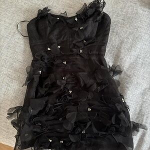Brand new with tags loveshackfancy black bustier embroidered mini dress